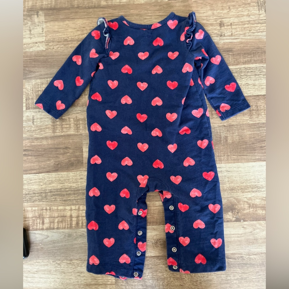 Carter's Navy Heart Print Baby Romper 12 Months Valentine’s Day